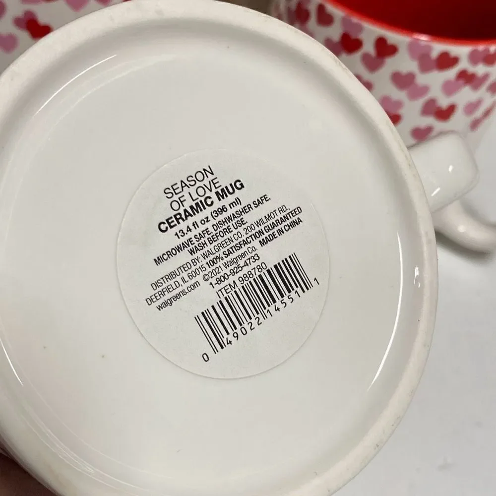 Ceramic Season Of Love Heart Mugs Set of 3 NEW - Picture 3 of 3